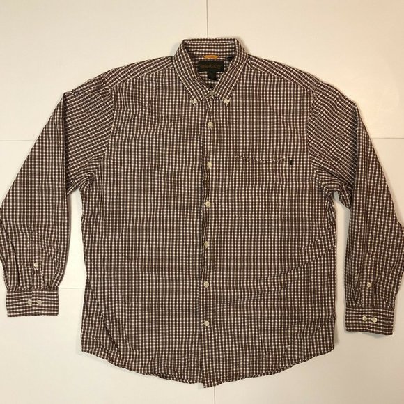 Timberland Long Sleeve Button Down Casual Shirt, XL, Red/White Checks, Cotton - Picture 2 of 8